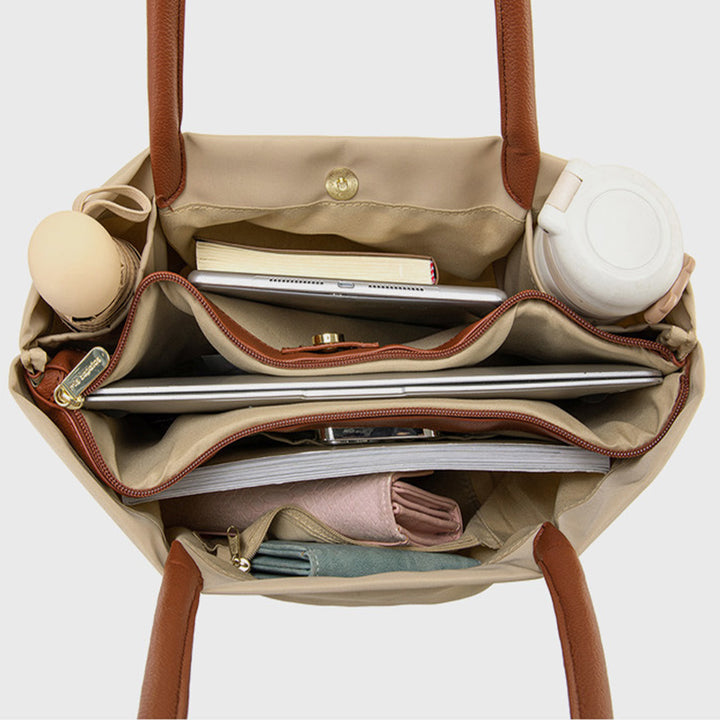 Tragetasche mit drei Fächern für Damen, minimalistisch, leicht, große Unterarmtasche