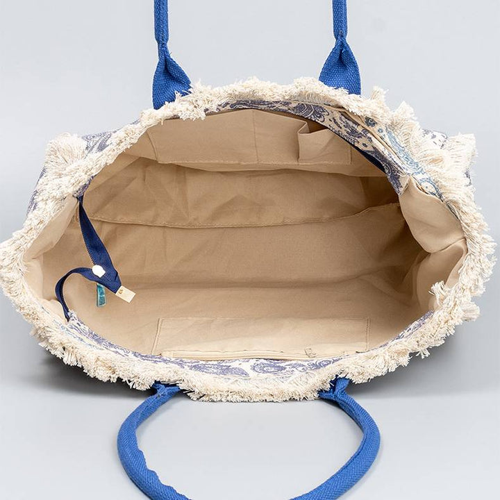 Einkaufstasche für Damen, große Kapazität, bedruckte Bohemian-Umhängetasche