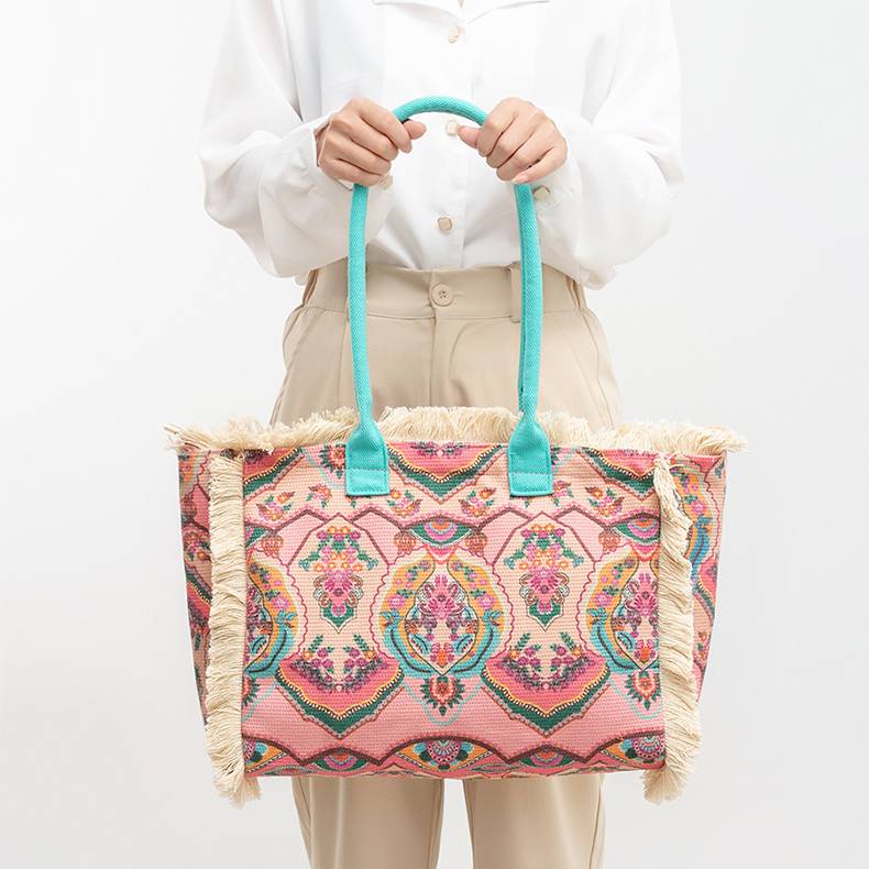 Einkaufstasche für Damen, große Kapazität, bedruckte Bohemian-Umhängetasche