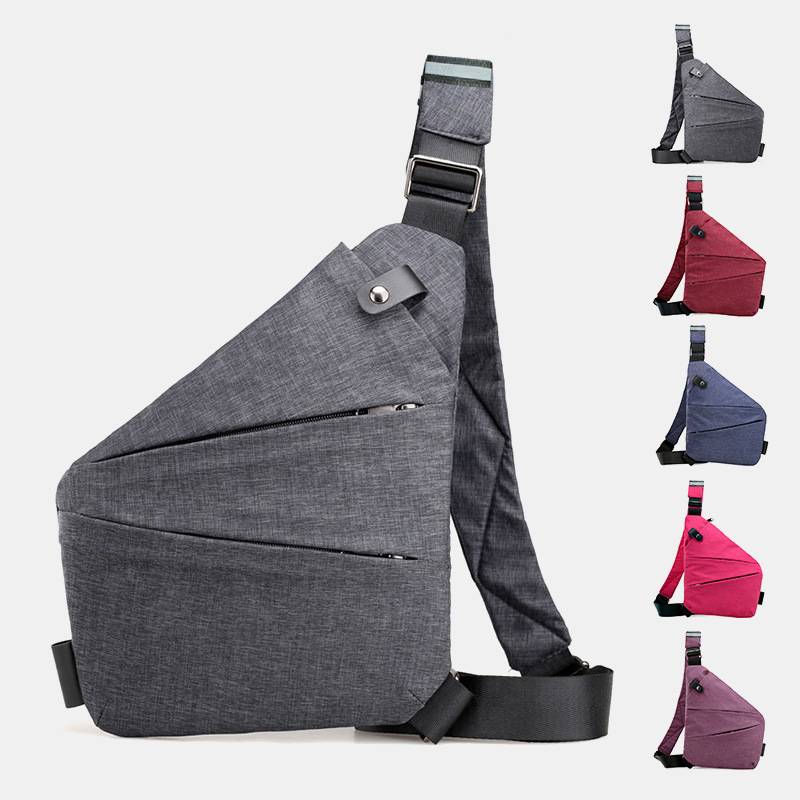 Diebstahlsichere, wasserdichte Schultertasche, Brusttasche - Hellgrau - Linke Schulter - image 0