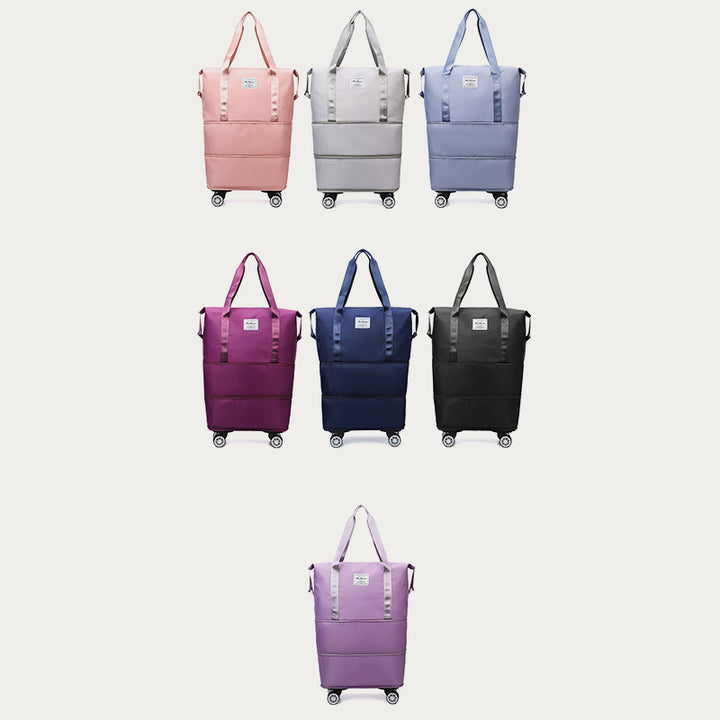 Erweiterbare Reisetasche mit abnehmbaren Rädern, große Einkaufstasche, Handtasche, Geldbörse