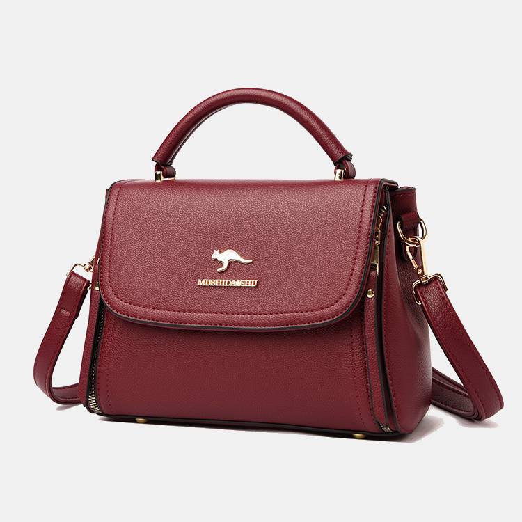 Doppelfach Top Griff Satchel Leder Umhängetasche Geldbörse Handtasche
