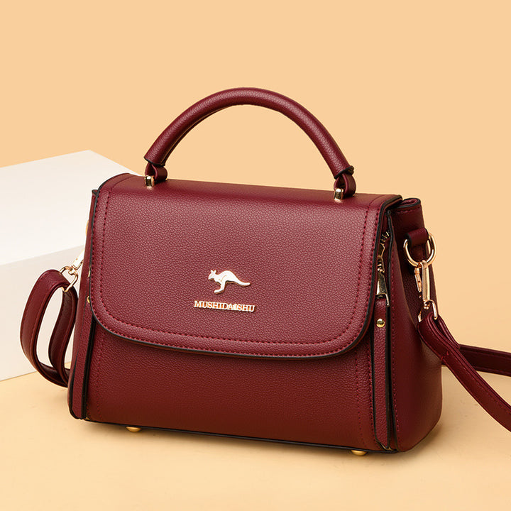 Doppelfach Top Griff Satchel Leder Umhängetasche Geldbörse Handtasche