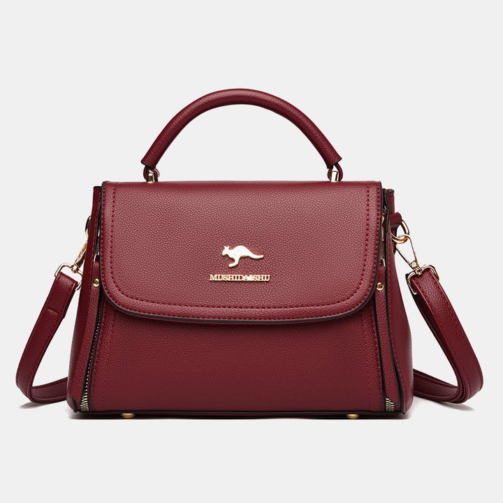 Doppelfach Top Griff Satchel Leder Umhängetasche Geldbörse Handtasche