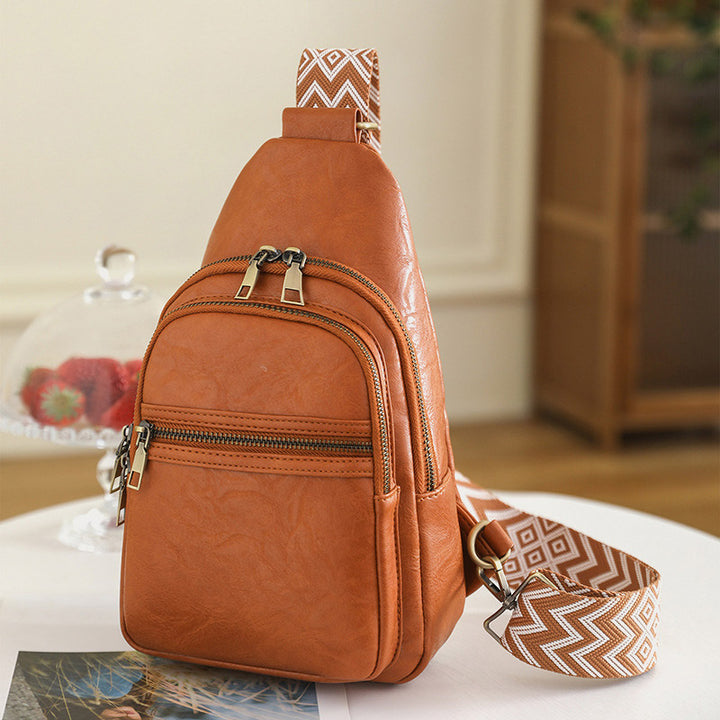 Schultertasche für Damen, breite Riemen, Retro-Umhängetasche aus Leder