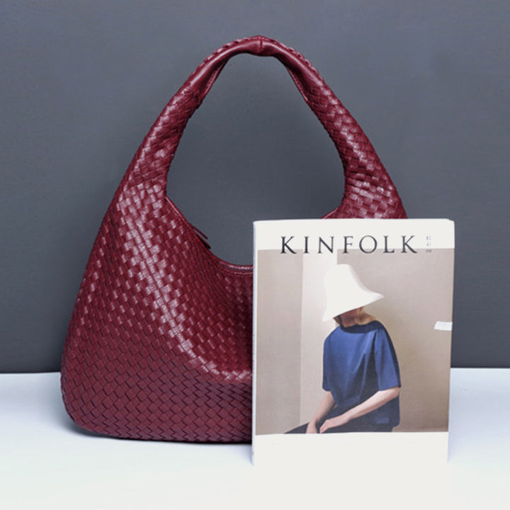Halbmondförmige Unterarmtasche für Frauen, gewebte minimalistische Schultertasche