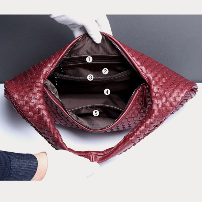 Halbmondförmige Unterarmtasche für Frauen, gewebte minimalistische Schultertasche