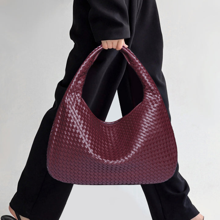 Halbmondförmige Unterarmtasche für Frauen, gewebte minimalistische Schultertasche