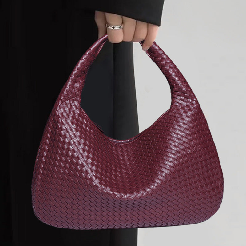 Halbmondförmige Unterarmtasche für Frauen, gewebte minimalistische Schultertasche