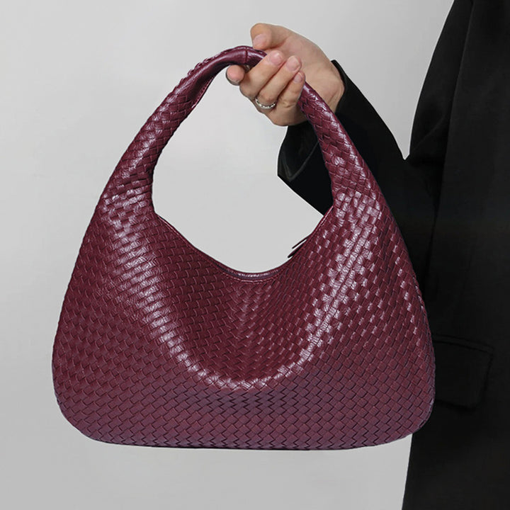Halbmondförmige Unterarmtasche für Frauen, gewebte minimalistische Schultertasche