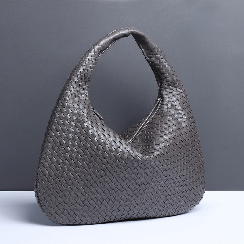 Halbmondförmige Unterarmtasche für Frauen, gewebte minimalistische Schultertasche