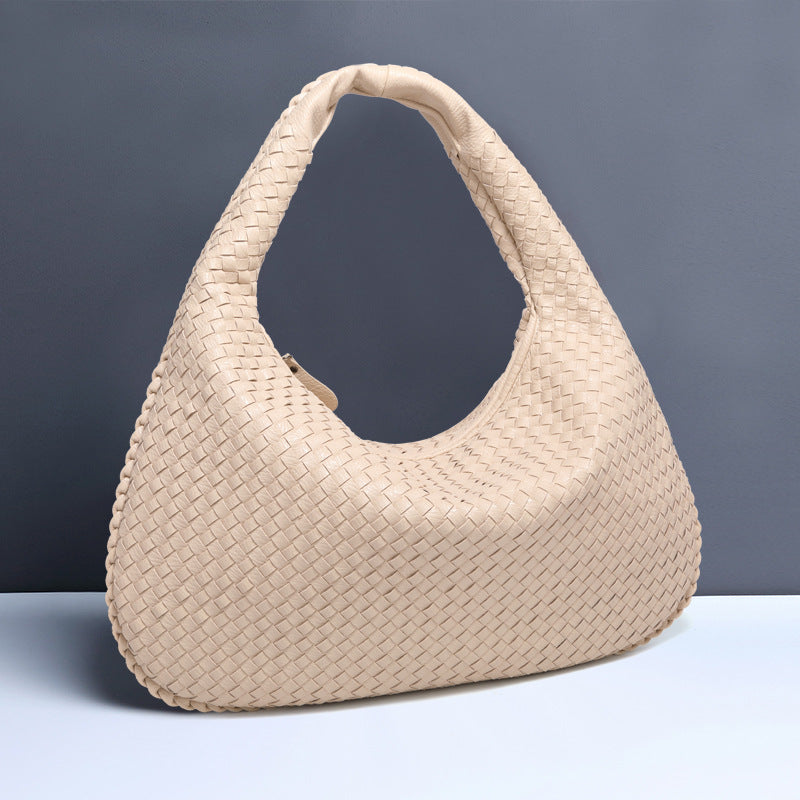Halbmondförmige Unterarmtasche für Frauen, gewebte minimalistische Schultertasche