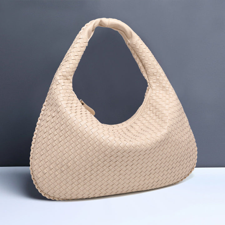 Halbmondförmige Unterarmtasche für Frauen, gewebte minimalistische Schultertasche