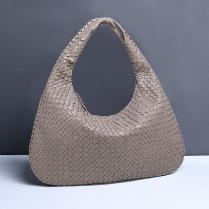 Halbmondförmige Unterarmtasche für Frauen, gewebte minimalistische Schultertasche