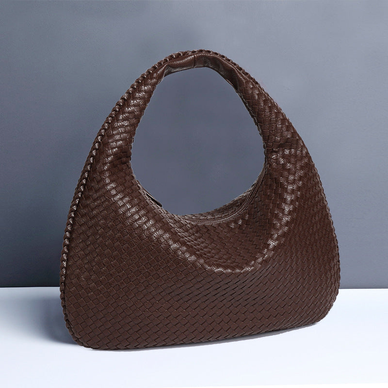Halbmondförmige Unterarmtasche für Frauen, gewebte minimalistische Schultertasche