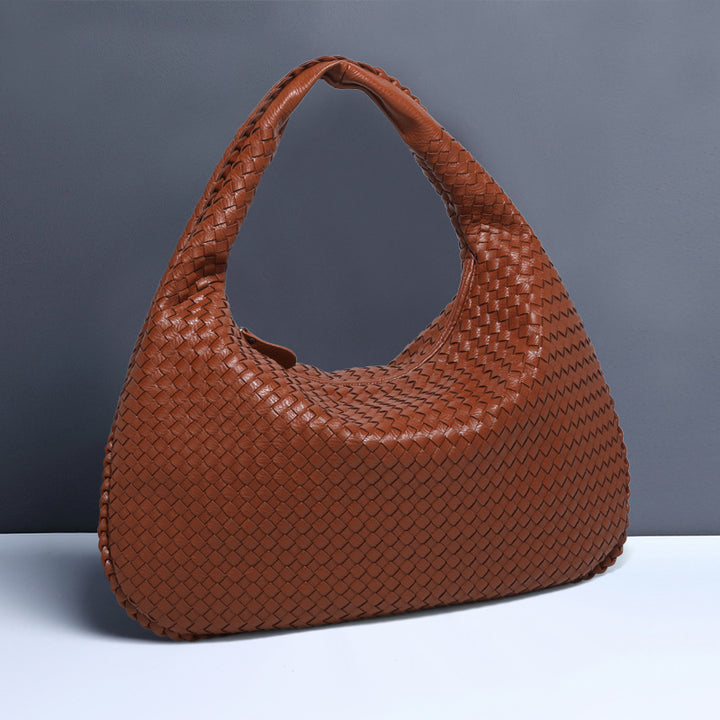 Halbmondförmige Unterarmtasche für Frauen, gewebte minimalistische Schultertasche