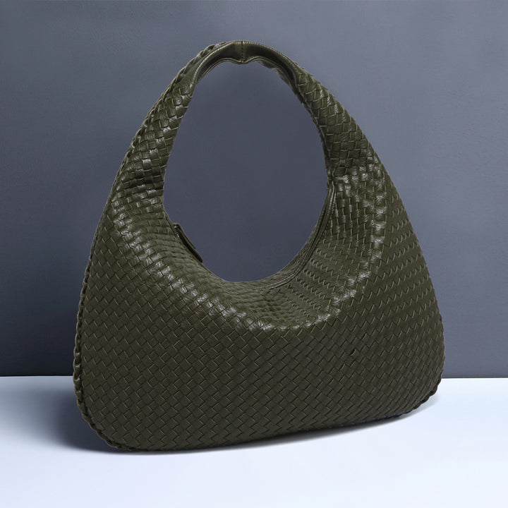 Halbmondförmige Unterarmtasche für Frauen, gewebte minimalistische Schultertasche