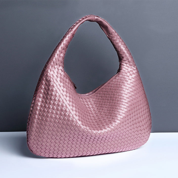 Halbmondförmige Unterarmtasche für Frauen, gewebte minimalistische Schultertasche