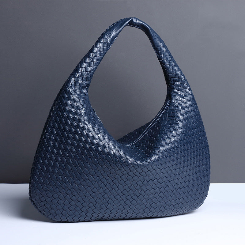 Halbmondförmige Unterarmtasche für Frauen, gewebte minimalistische Schultertasche