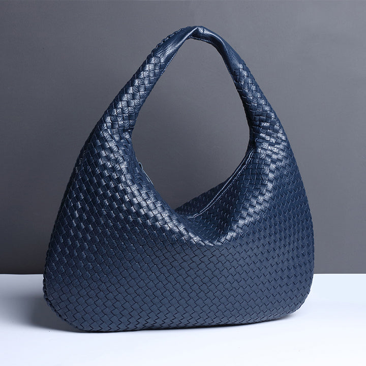 Halbmondförmige Unterarmtasche für Frauen, gewebte minimalistische Schultertasche