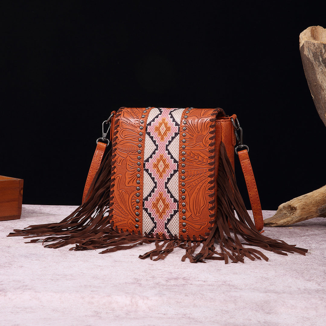 Vintage Bohemian Umhängetasche Baumwolle Leinen Quaste Geldbörse für Dame