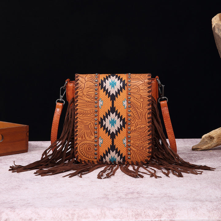 Vintage Bohemian Umhängetasche Baumwolle Leinen Quaste Geldbörse für Dame