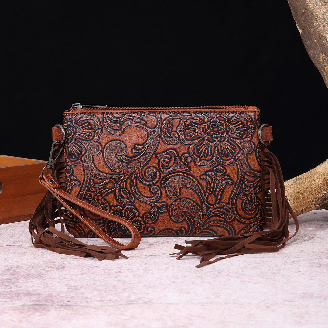 Vintage Bohemian Umhängetasche aus Baumwolle und Leinen, schmale Geldbörse für Damen