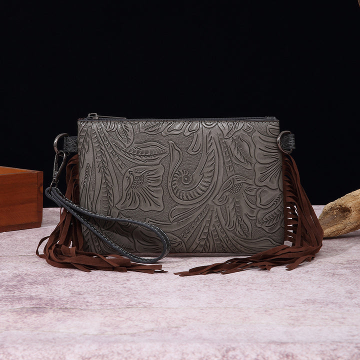 Vintage Bohemian Umhängetasche aus Baumwolle und Leinen, schmale Geldbörse für Damen