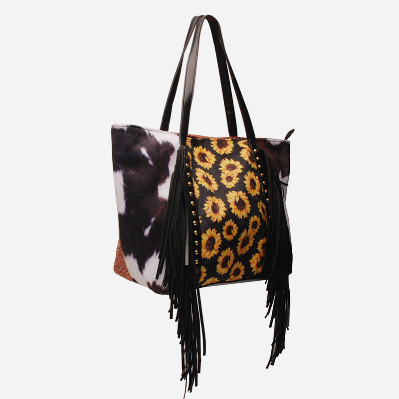 Große Kapazität Quaste Handtasche Leopardenmuster PU Tote für Frauen