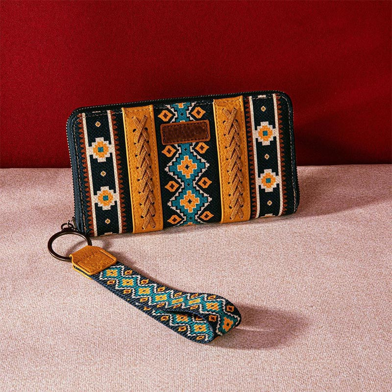 Bohemian Geldbörse Vintage Canvas Ethno-Stil Kleine Clutch für Frauen