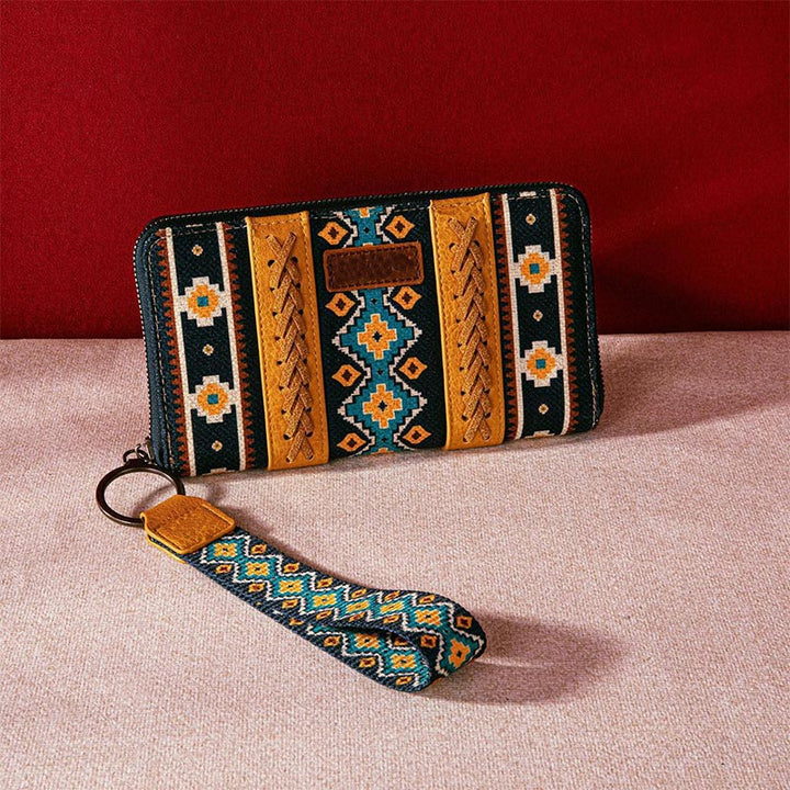 Bohemian Geldbörse Vintage Canvas Ethno-Stil Kleine Clutch für Frauen
