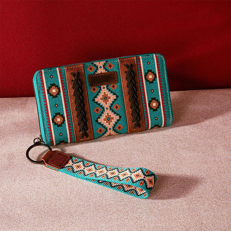 Bohemian Geldbörse Vintage Canvas Ethno-Stil Kleine Clutch für Frauen