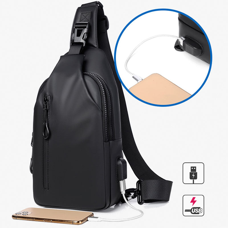 Mehrzweck-Slingbag, wasserdicht, Brusttasche für Herren mit USB-Ladegerät 