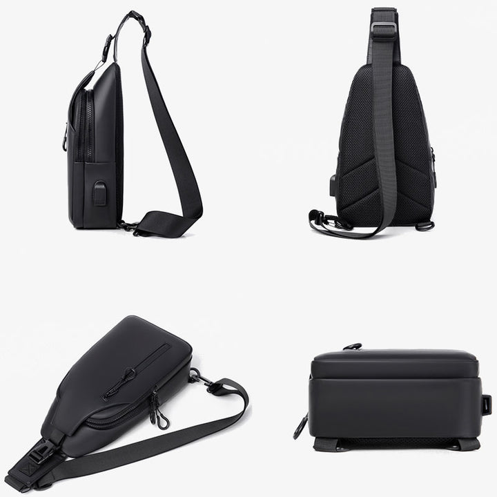 Mehrzweck-Slingbag, wasserdicht, Brusttasche für Herren mit USB-Ladegerät 