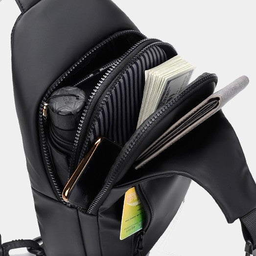 Mehrzweck-Slingbag, wasserdicht, Brusttasche für Herren mit USB-Ladegerät 