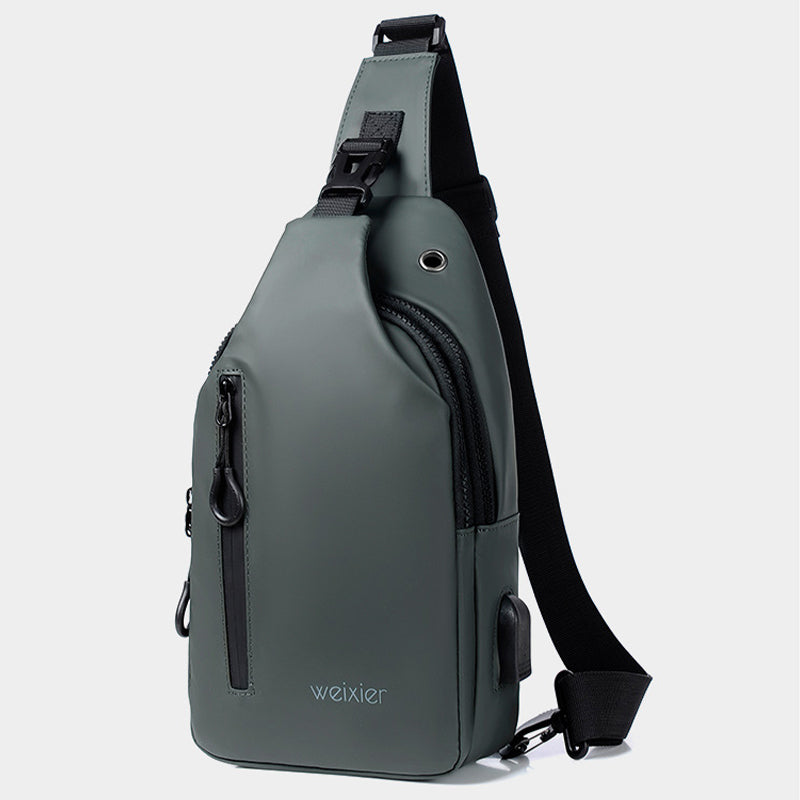Mehrzweck-Slingbag, wasserdicht, Brusttasche für Herren mit USB-Ladegerät 