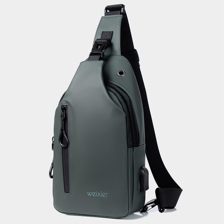 Mehrzweck-Slingbag, wasserdicht, Brusttasche für Herren mit USB-Ladegerät 