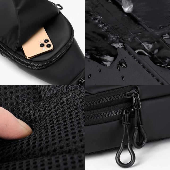 Mehrzweck-Slingbag, wasserdicht, Brusttasche für Herren mit USB-Ladegerät 