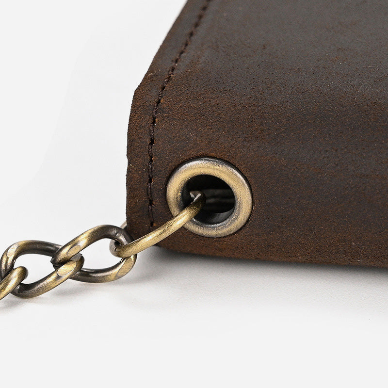 Geldbörse mit Kette für Herren, mehrere Kartenfächer, dreifach faltbar