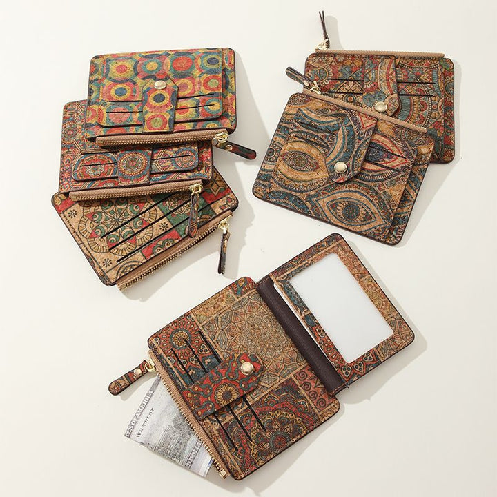 Vintage Bohemian Kleine Brieftasche Umweltfreundliche Ultra Dünne Karte Tasche