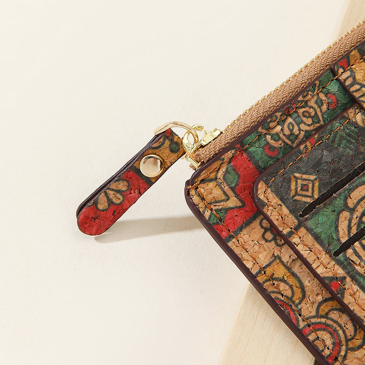 Vintage Bohemian Kleine Brieftasche Umweltfreundliche Ultra Dünne Karte Tasche