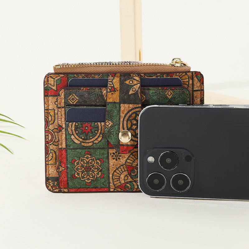Vintage Bohemian Kleine Brieftasche Umweltfreundliche Ultra Dünne Karte Tasche
