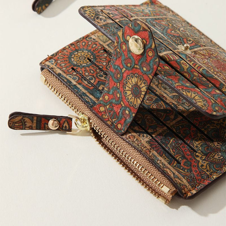 Vintage Bohemian Kleine Brieftasche Umweltfreundliche Ultra Dünne Karte Tasche