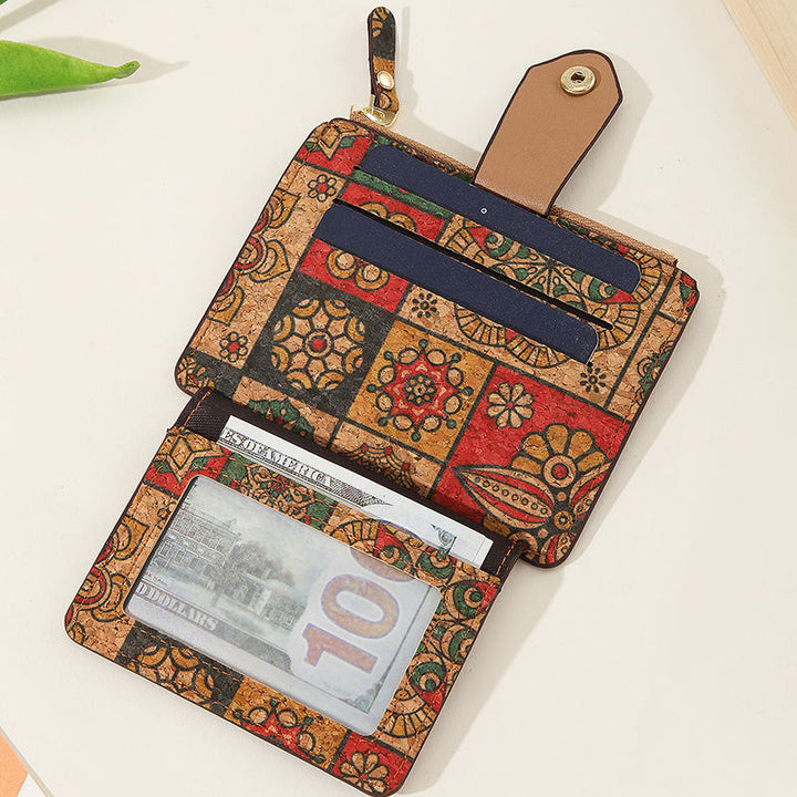 Vintage Bohemian Kleine Brieftasche Umweltfreundliche Ultra Dünne Karte Tasche