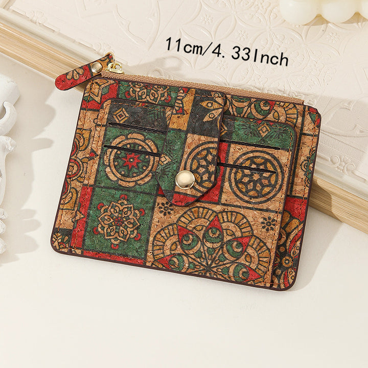 Vintage Bohemian Kleine Brieftasche Umweltfreundliche Ultra Dünne Karte Tasche