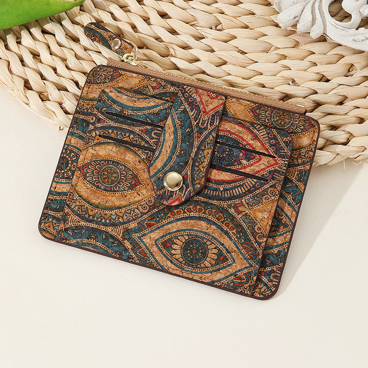 Vintage Bohemian Kleine Brieftasche Umweltfreundliche Ultra Dünne Karte Tasche