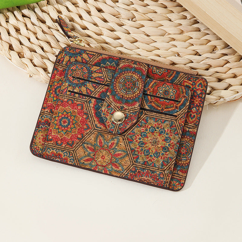 Vintage Bohemian Kleine Brieftasche Umweltfreundliche Ultra Dünne Karte Tasche