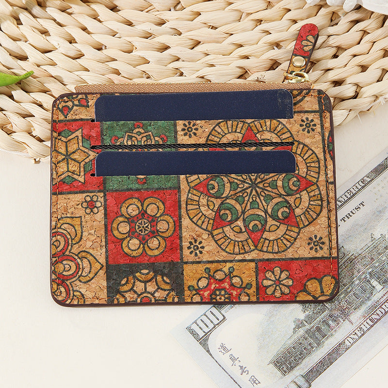 Vintage Bohemian Kleine Brieftasche Umweltfreundliche Ultra Dünne Karte Tasche