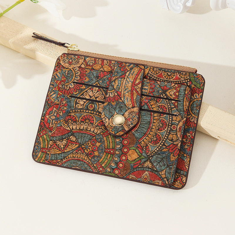 Vintage Bohemian Kleine Brieftasche Umweltfreundliche Ultra Dünne Karte Tasche