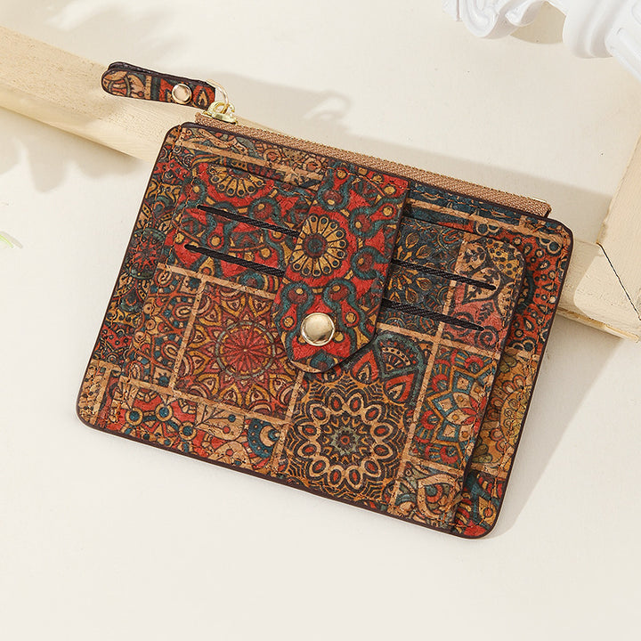 Vintage Bohemian Kleine Brieftasche Umweltfreundliche Ultra Dünne Karte Tasche